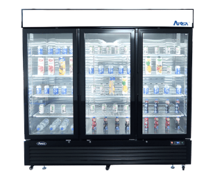 Atosa — Black Cabinet Three (3) Glass Door Merchandiser Freezer